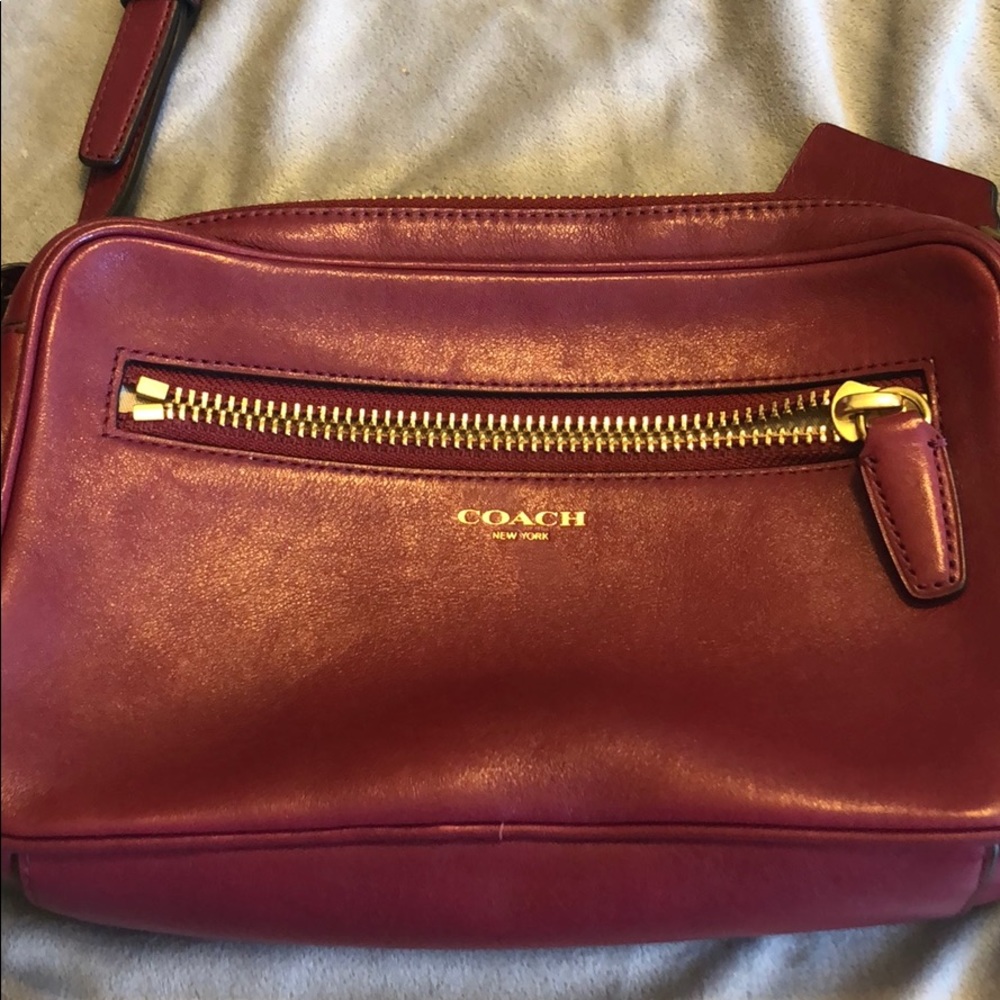 Coach, burgundy leather bag